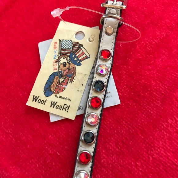 Woof Wear dog collar, 8” leather, Swarovski crystals. Brand new. Fits small dog - Picture 2 of 4